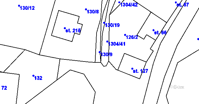 Parcela st. 130/9 v KÚ Partutovice, Katastrální mapa