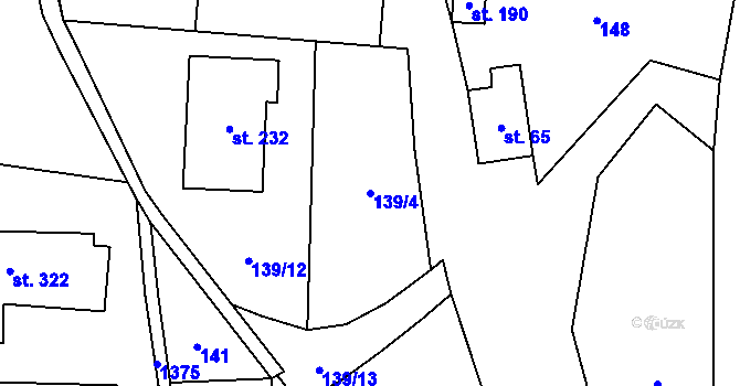 Parcela st. 139/4 v KÚ Partutovice, Katastrální mapa