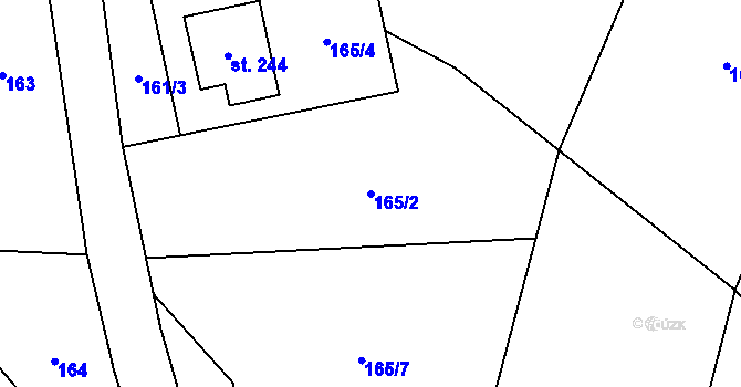 Parcela st. 165/2 v KÚ Partutovice, Katastrální mapa