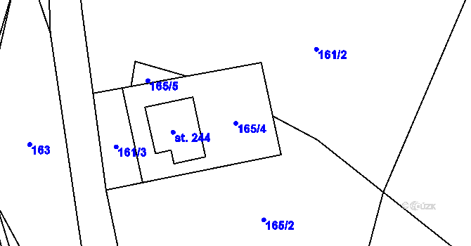 Parcela st. 165/4 v KÚ Partutovice, Katastrální mapa