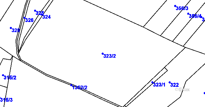 Parcela st. 323/2 v KÚ Partutovice, Katastrální mapa
