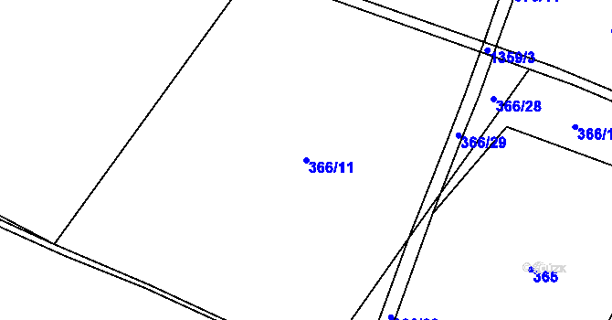 Parcela st. 366/11 v KÚ Partutovice, Katastrální mapa