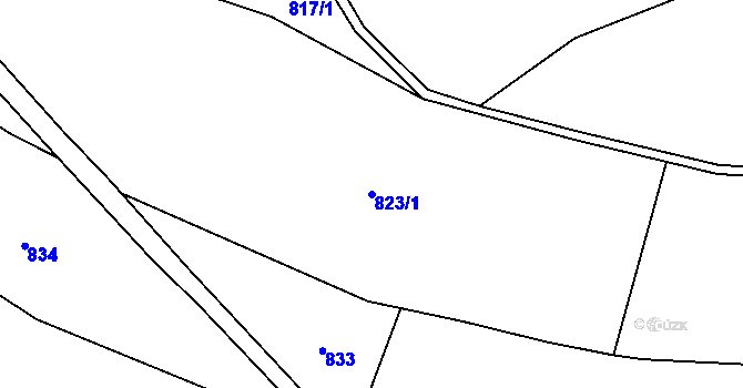 Parcela st. 823/1 v KÚ Partutovice, Katastrální mapa