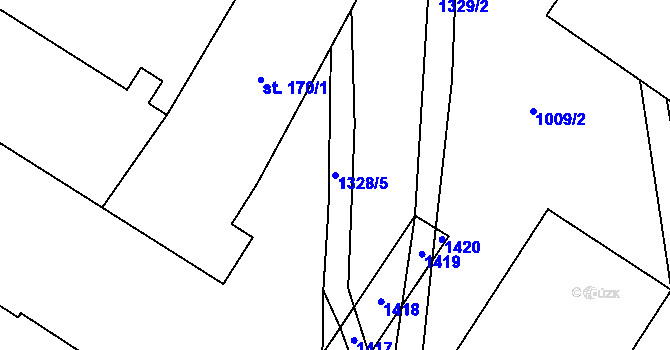 Parcela st. 1328/5 v KÚ Partutovice, Katastrální mapa