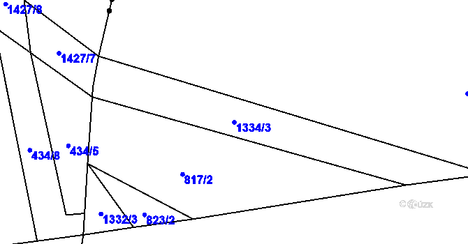 Parcela st. 1334/3 v KÚ Partutovice, Katastrální mapa