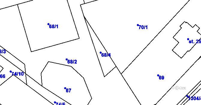 Parcela st. 68/4 v KÚ Partutovice, Katastrální mapa