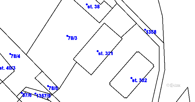 Parcela st. 321 v KÚ Partutovice, Katastrální mapa