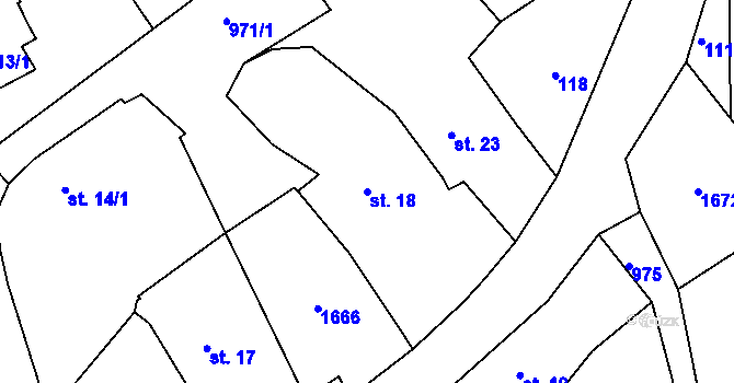 Parcela st. 18 v KÚ Pasečnice, Katastrální mapa