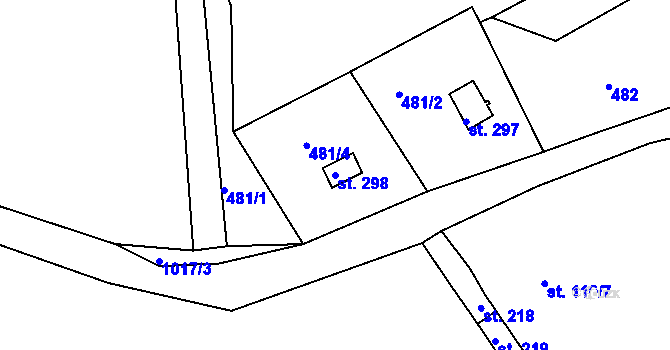 Parcela st. 298 v KÚ Pasečnice, Katastrální mapa