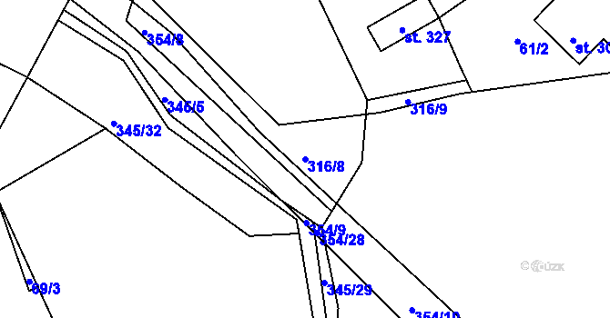 Parcela st. 316/8 v KÚ Pasečnice, Katastrální mapa