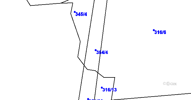 Parcela st. 354/4 v KÚ Pasečnice, Katastrální mapa