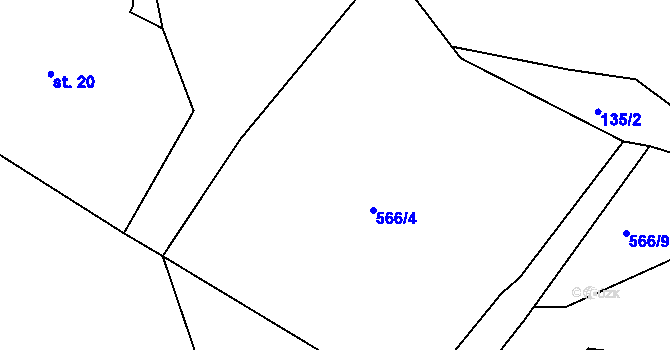 Parcela st. 566/4 v KÚ Pasečnice, Katastrální mapa
