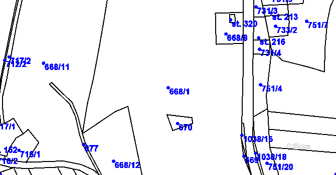 Parcela st. 668/1 v KÚ Pasečnice, Katastrální mapa