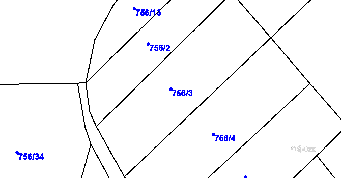 Parcela st. 756/3 v KÚ Pasečnice, Katastrální mapa