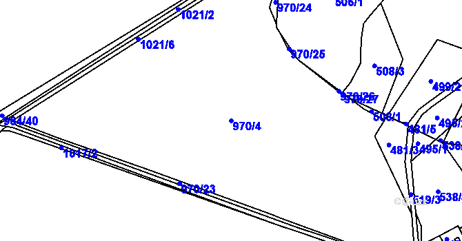 Parcela st. 970/4 v KÚ Pasečnice, Katastrální mapa