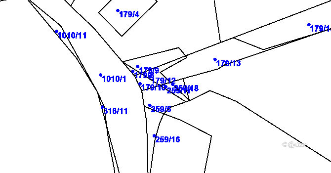Parcela st. 259/17 v KÚ Pasečnice, Katastrální mapa