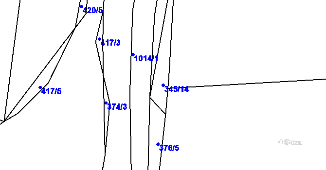 Parcela st. 345/14 v KÚ Pasečnice, Katastrální mapa