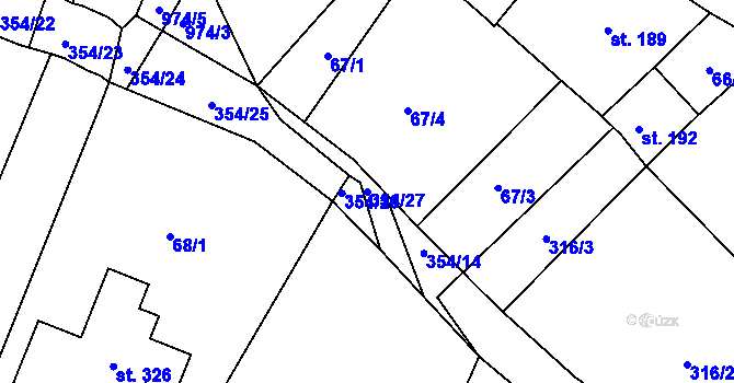 Parcela st. 354/27 v KÚ Pasečnice, Katastrální mapa
