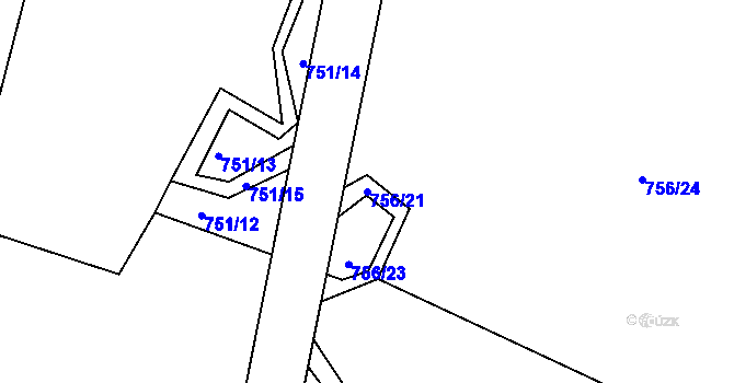 Parcela st. 756/21 v KÚ Pasečnice, Katastrální mapa