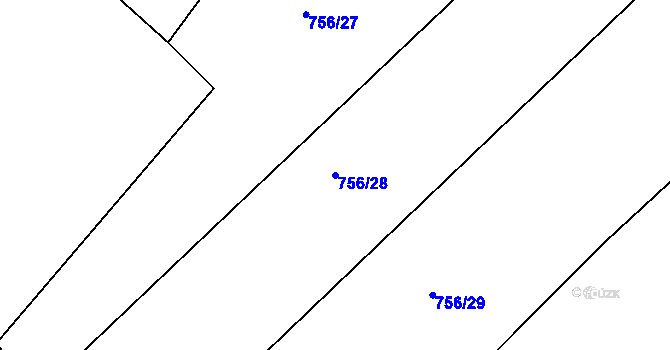 Parcela st. 756/28 v KÚ Pasečnice, Katastrální mapa