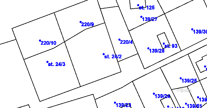 Parcela st. 24/2 v KÚ Karlov u Paseky, Katastrální mapa