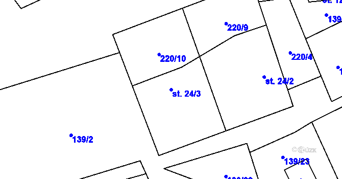 Parcela st. 24/3 v KÚ Karlov u Paseky, Katastrální mapa