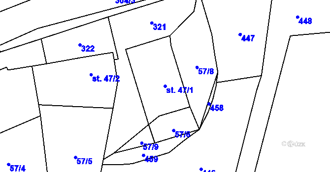 Parcela st. 47/1 v KÚ Karlov u Paseky, Katastrální mapa