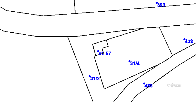 Parcela st. 57 v KÚ Karlov u Paseky, Katastrální mapa