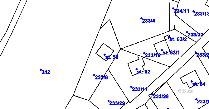 Parcela st. 59 v KÚ Karlov u Paseky, Katastrální mapa