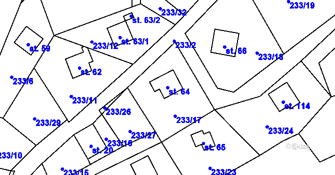Parcela st. 64 v KÚ Karlov u Paseky, Katastrální mapa