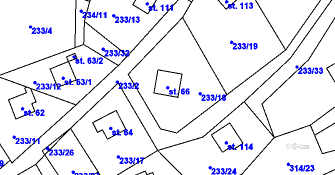 Parcela st. 66 v KÚ Karlov u Paseky, Katastrální mapa