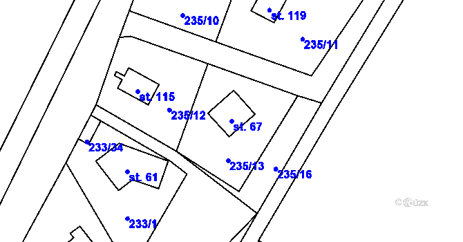 Parcela st. 67 v KÚ Karlov u Paseky, Katastrální mapa