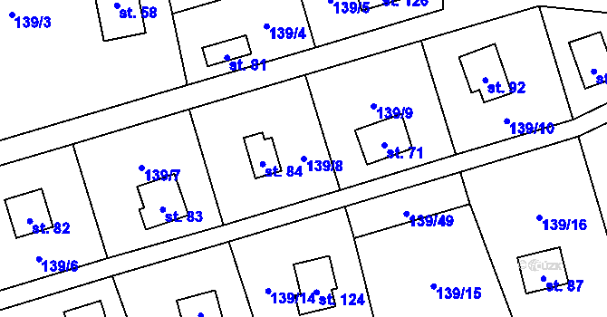 Parcela st. 139/8 v KÚ Karlov u Paseky, Katastrální mapa
