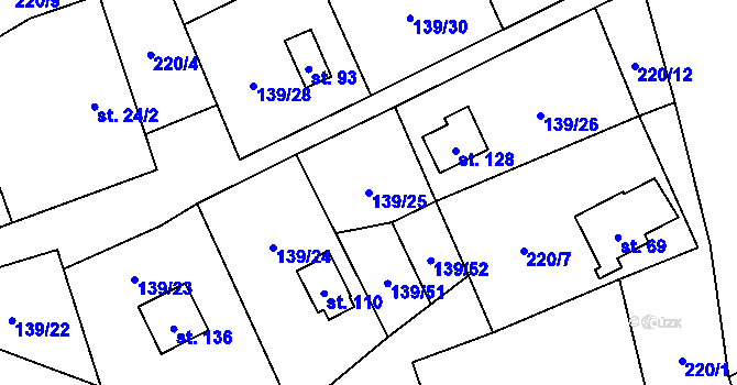 Parcela st. 139/25 v KÚ Karlov u Paseky, Katastrální mapa