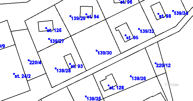 Parcela st. 139/30 v KÚ Karlov u Paseky, Katastrální mapa
