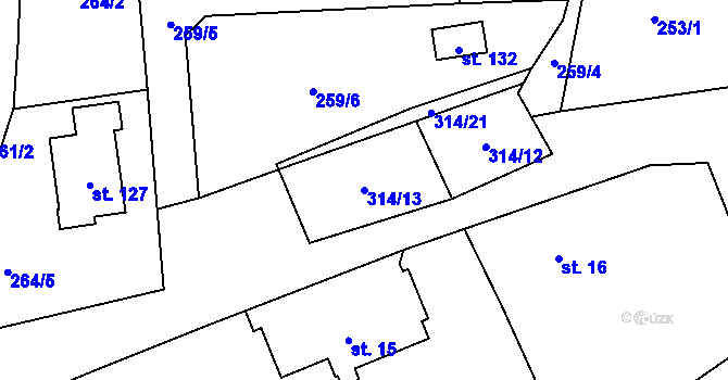 Parcela st. 314/13 v KÚ Karlov u Paseky, Katastrální mapa