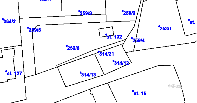 Parcela st. 314/21 v KÚ Karlov u Paseky, Katastrální mapa