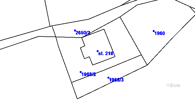 Parcela st. 218 v KÚ Paseky u Proseče, Katastrální mapa