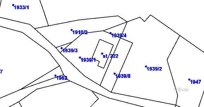 Parcela st. 222 v KÚ Paseky u Proseče, Katastrální mapa
