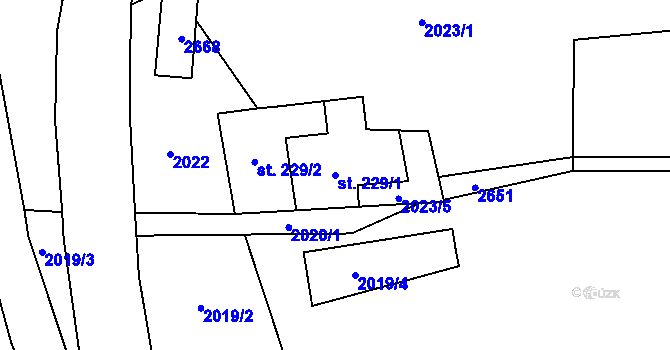 Parcela st. 229/1 v KÚ Paseky u Proseče, Katastrální mapa