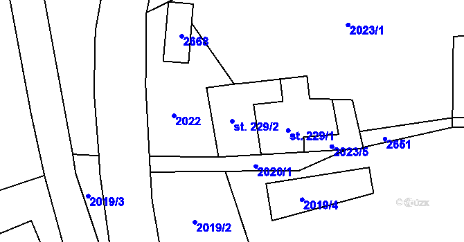 Parcela st. 229/2 v KÚ Paseky u Proseče, Katastrální mapa