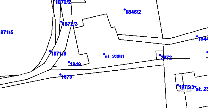 Parcela st. 239/1 v KÚ Paseky u Proseče, Katastrální mapa