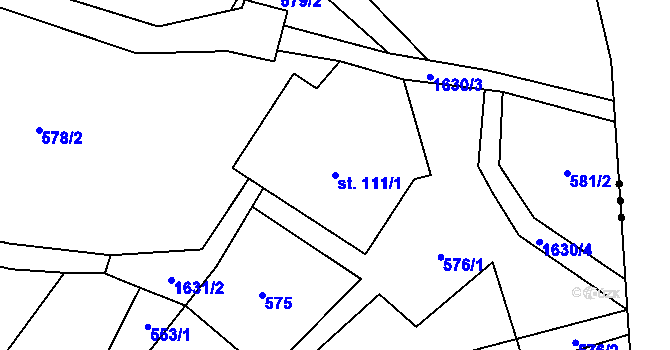Parcela st. 111/1 v KÚ Paseky nad Jizerou, Katastrální mapa