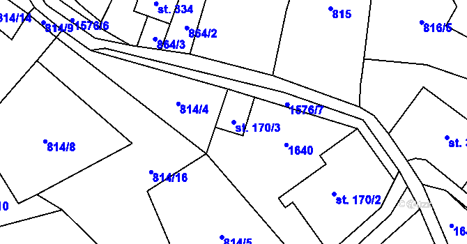 Parcela st. 170/3 v KÚ Paseky nad Jizerou, Katastrální mapa
