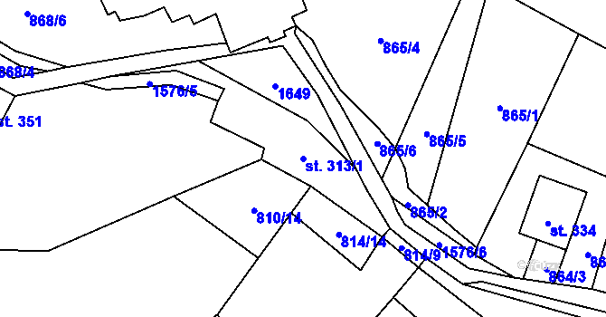 Parcela st. 313/1 v KÚ Paseky nad Jizerou, Katastrální mapa