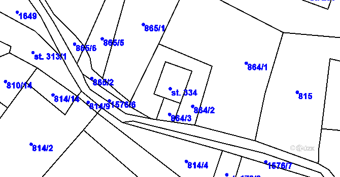Parcela st. 334 v KÚ Paseky nad Jizerou, Katastrální mapa
