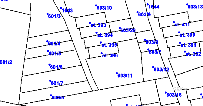 Parcela st. 396 v KÚ Paseky nad Jizerou, Katastrální mapa