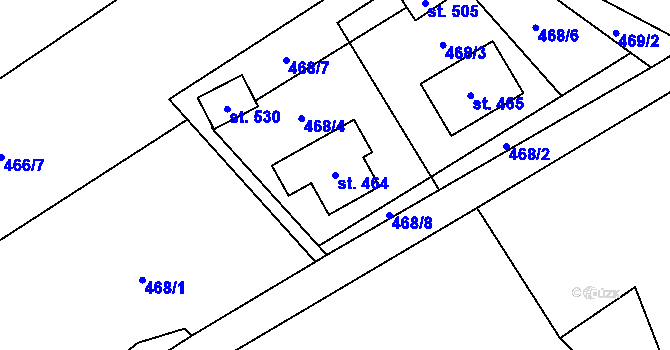 Parcela st. 464 v KÚ Paseky nad Jizerou, Katastrální mapa