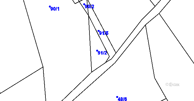 Parcela st. 91/2 v KÚ Paseky nad Jizerou, Katastrální mapa