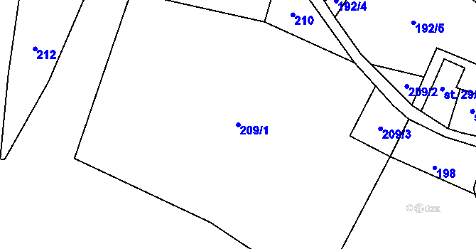 Parcela st. 209/1 v KÚ Paseky nad Jizerou, Katastrální mapa